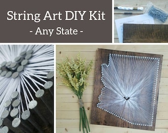 DIY Arizona String Art Kit, State string Art Kit, Arizona Nail Art, Rustic Wood Wall Art, Arizona love, Arizona home, AZ, 11x13