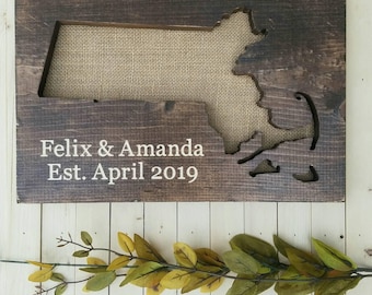 Massachusetts Sign, Burlap Print, Massachusetts Decor, Massachusetts, Massachusetts Home Decor, Massachusetts Gift, Rustic Decor, 9x13