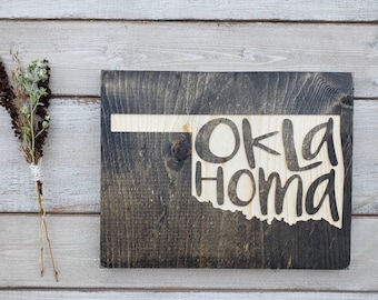 Oklahoma Sign, Oklahoma Decor, Oklahoma, Oklahoma Love, Oklahoma Home Decor, Rustic Decor, Home Decor, State Art, 9x11