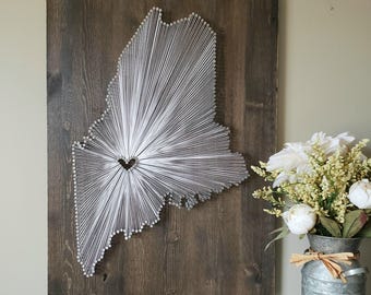 Maine String Art Map, Rustic Home Decor, Personalized Gift