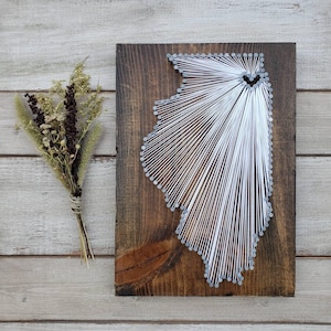 Illinois String Art, Illinois Home Sign, Illinois Decor, Illinois Custom Sign, Illinois Gift, Illinois Map, Illinois Print, 9x13, 16x24