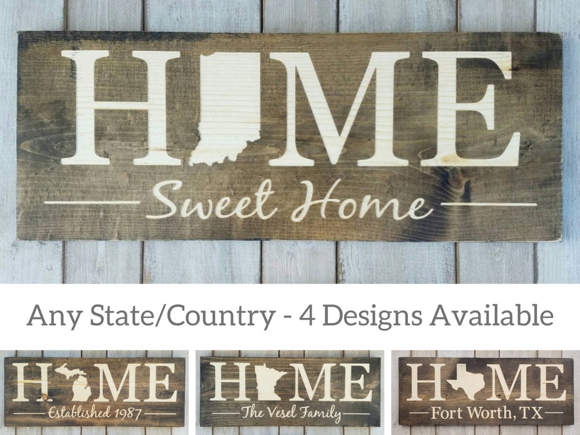 Indiana Home Sweet Home Indiana Sign Indiana Decor Indiana Etsy