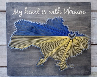 Ukraine String Art sign, Ukraine Wall Art, Ukraine Nail Art Sign, Ukraine Custom Sign,  Ukraine Gifts, Ukraine Map