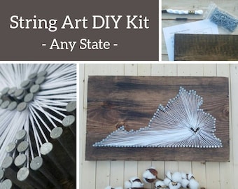 DIY Virginia String Art Kit, State string Art Kit, Virginia Nail Art Virginia Wall Art Virginia State Map Virginia Print Virginia decor 9x13