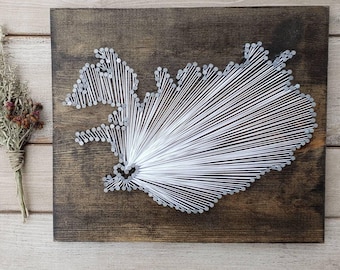 Iceland String Art, Custom Anniversary Gift, Rustic Wood Sign