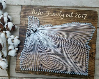 Custom Oregon String Art, Personalized Home Decor, Rustic Wood Sign