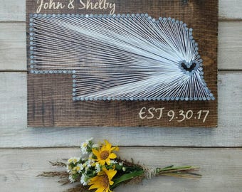 Nebraska String Art, Nebraska Decor, State string Art, Nebraska Nail Art, Nebraska Map, Nebraska Gift, Rustic Decor, 9x13, 16x24