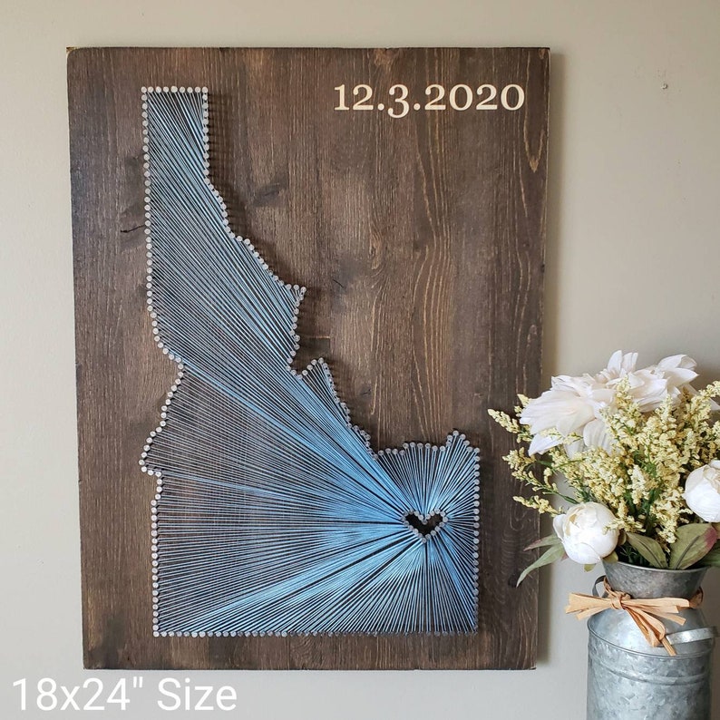 Idaho String Art, Idaho Decor, State string Art, Idaho Nail Art, Idaho Gift, Rustic Decor, custom sign, Idaho wall art, Idaho home, 9x13 image 4