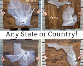 New home housewarming gift/ new house gift/ home state string art sign/ gift for new home/ new home wall art/ state wall art home state sign