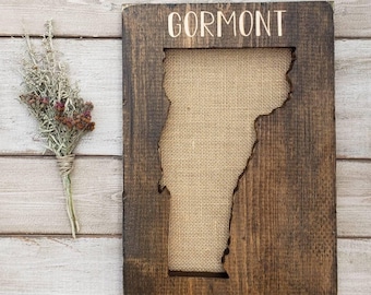 Vermont Sign, Burlap Print, Vermont Decor, Vermont, Vermont Love, Vermont, Vermont Home Decor, Vermont Gift, Rustic Decor, 9x13