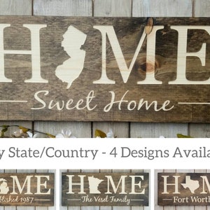 New Jersey Home Sweet Home, New Jersey Sign, New Jersey Decor, New Jersey, Jersey Shore, New Jersey Home Decor, Rustic, State Art, 9x24