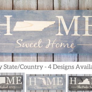 Engraved Tennessee Home Sign, Personalized Rustic State Decor