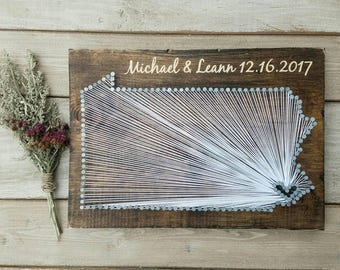 Pennsylvania String Art, Pennsylvania Home Sign, State string Art, Penn State, Pennsylvania Nail Art, Pennsylvania Custom sign, 9x13