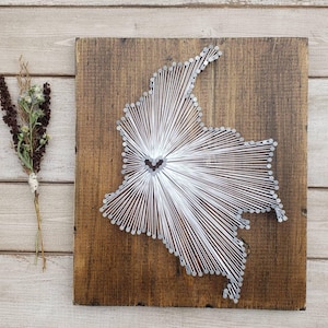 Colombia String Art Map, Engraved Rustic Home Decor