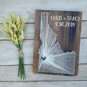 Custom Idaho String Art, Personalized Home Sign, Rustic Wood Decor
