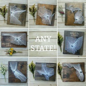 Custom State String Art - 2nd Anniversary Cotton Gift