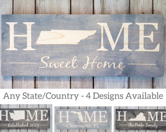 Tennessee Home Sweet Home, Tennessee Sign, Tennessee Decor, Tennessee, Tennessee Home Decor, Rustic Decor, Home Decor, State Art, 9x24