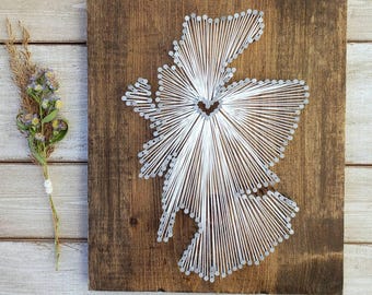 Scotland String Art sign, Scotland Wall Art, Scotland Nail Art Sign, Scotland Gift, Destination Wedding, Custom Sign, Rustic Decor, 11x13
