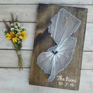 New Jersey String Art, New Jersey Decor, State string Art, New Jersey Nail Art, New Jersey Gift, Rustic Decor, custom sign, 9x15