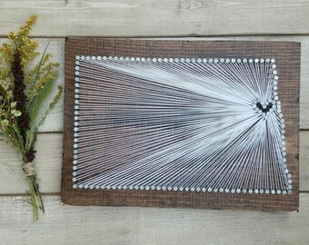 North Dakota String Art, North Dakota Home Sign, North Dakota Decor, State string Art, North Dakota Nail Art, North Dakota Gift, 9x13