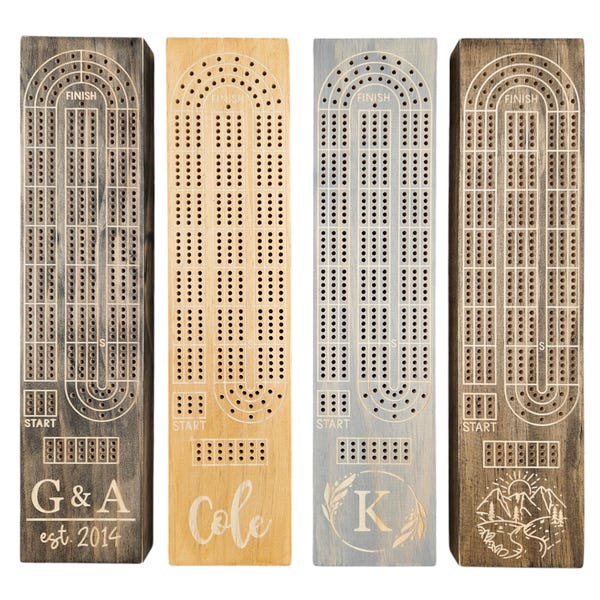 Tablero de cribbage personalizado, regalo de aniversario de madera, tablero de cribbage personalizado, tablero de cribbage grabado, juego de mesa, noche de juegos, cribbage, 3.5x15