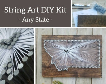 DIY Montana String Art Kit, State String Art Kit, Montana Nail Art, Montana Wall Art, Montana love, Montana home, Rustic Decor, 9x13