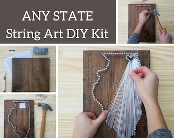 DIY State String Art Kit/ Nail Art Kit/ State String Art/ Anniversary Gifts for Men/ Anniversary Gifts for women