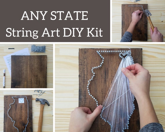 DIY State String Art Kit/ Nail Art Kit/ State String Art/ Anniversary Gifts  for Men/ Anniversary Gifts for Women 