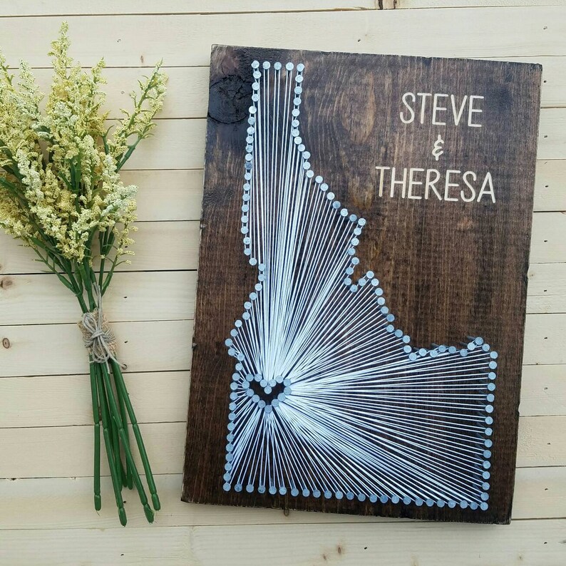 Idaho String Art, Idaho Decor, State string Art, Idaho Nail Art, Idaho Gift, Rustic Decor, custom sign, Idaho wall art, Idaho home, 9x13 image 5