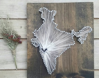 India String Art, India Nail Art, India Gift, Rustic Decor, custom sign, India love, India home, India decor, 11x13, 18x18, 24x24