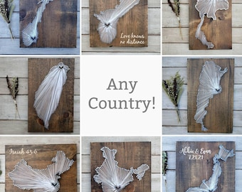 Vietnam String Art Map, Custom Engraved Wood Sign, Rustic Decor