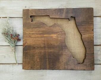 Florida Sign, Burlap Print, Florida Decor, Florida, Florida Love, Florida Home Decor, Rustic Decor, Home Decor, State Art, 11x13