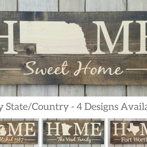 Nebraska Home Sweet Home, Nebraska Sign, Nebraska Decor, Nebraska, Nebraska Love, Nebraska Home Decor, Rustic Decor, State Art, 9x24