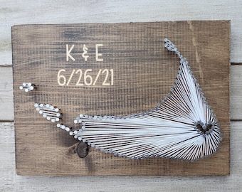 Nantucket String Art, Cape Cod Decor, Custom Engraved Wood Sign