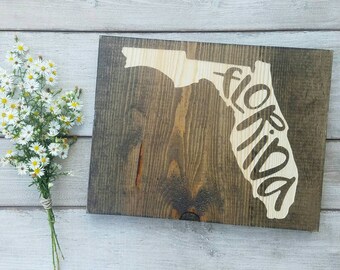 Florida Sign, Florida Decor, Florida, Florida Love, Florida Home Decor, Rustic Decor, Home Decor, State Art, 9x11