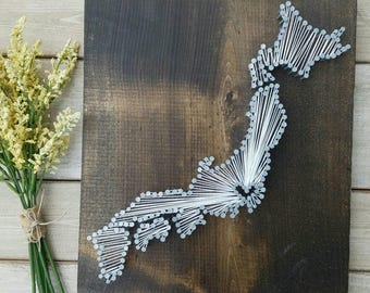 Japan String Art, Japan Decor, Japan Nail Art, Rustic Decor, custom sign, Japanese Pride, Japan Map, Japan Gift, 11x13