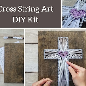 Cross String Art DIY - Heart & Cross - Craft Kit - Wall Decor
