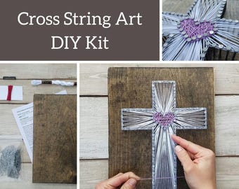 Cross String Art DIY kit, Catholic Art, Catholic Gifts, Cross String Art Kit, String Art Kit, Catholic Cross, Easter Decor,Easter gifts,9x13