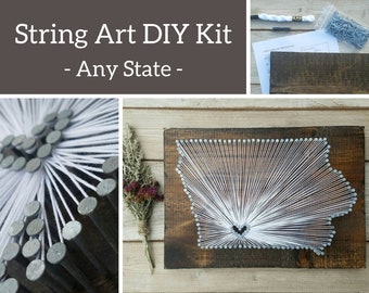 DIY Iowa String Art Kit, State string Art kit, Iowa Nail Art, Rustic Decor, Iowa Wall Art, Iowa State Decor, Iowa Wall Art, Iowa Gifts, 9x13