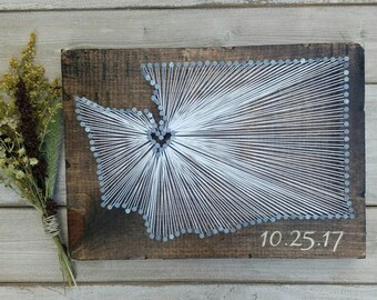 Washington String Art, Washington Decor, State string Art, Washington Nail Art, Rustic Decor, Washington, Washington Gift, 9x13, 16x24