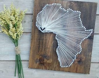 Africa String Art, Africa Decor, Africa Home Sign, Africa Nail Art, Rustic Decor, adoption gift, Africa Gift, 11x13, 24x24