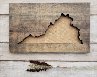 Virginia Sign, Burlap Print, Virginia Decor, Virginia State Map, Virginia Love, Virginia Home Decor, Virginia Gifts, Rustic Decor, 9x15