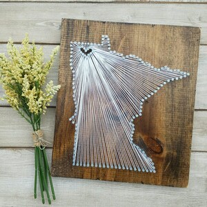 Minnesota String Art, Minnesota Decor, State string Art, Minnesota Nail Art, Rustic Decor, Minnesota Gift, Minnesota Map, 11x13, 24x24 image 7