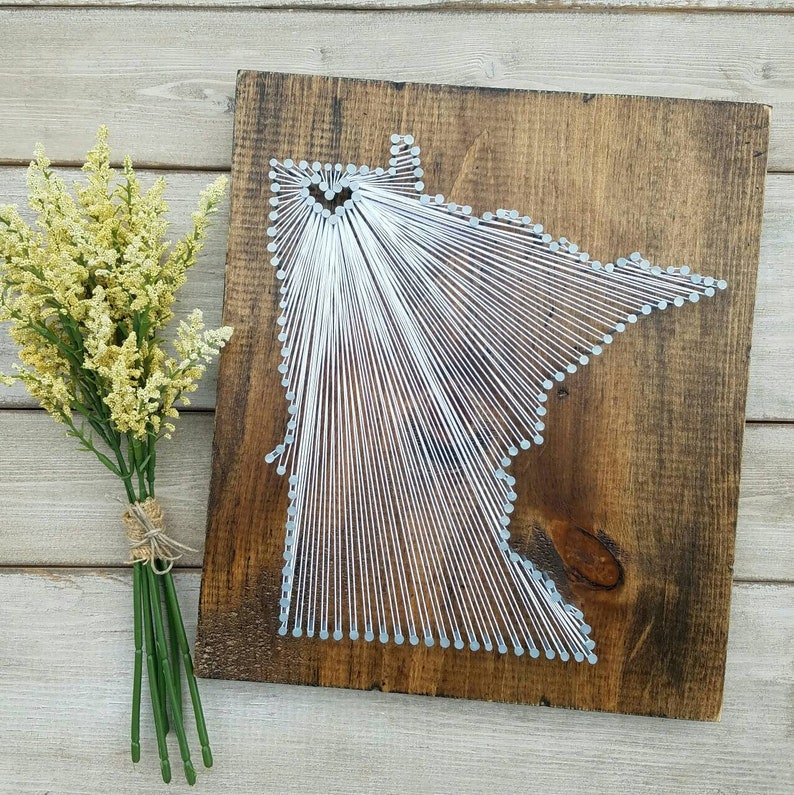 Minnesota String Art, Minnesota Decor, State string Art, Minnesota Nail Art, Rustic Decor, Minnesota Gift, Minnesota Map, 11x13, 24x24 image 7