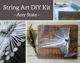 DIY New York String Art Kit, State string Art Kit, New York Nail Art, Custom sign, New York love, NY Home, New York Decor, 11x13