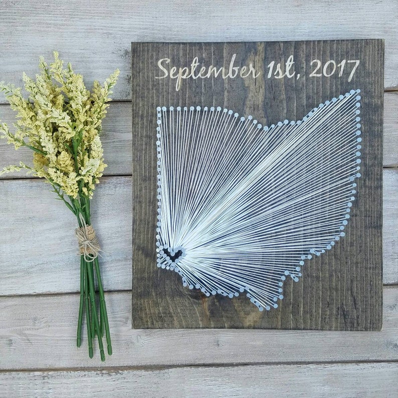 Ohio String Art, Ohio Decor, State string Art, Ohio Nail Art, Ohio Map, Rustic Decor, custom sign, Ohio Love, Ohio Gift, 11x13, 24x24 image 6