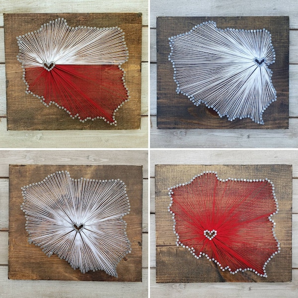 Poland String Art sign, Poland Wall Art, Poland Nail Art Sign, Poland Gift, Poland Map,Custom Sign Rustic Decor, Wood Wall Art, 11x13, 24x24