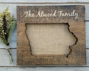 Iowa Sign, Burlap Print, Iowa Rustic Decor, Iowa State Print, Iowa Gifts, Iowa Wall Art, Iowa State Map, Custom Sign, Iowa University, 9x13