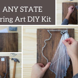 DIY State String Art Kit: Anniversary Gift, Custom Engraved