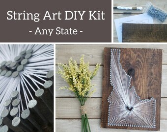 DIY Idaho String Art Kit, State string Art Kit, Idaho Nail Art, Custom sign, state with heart, Idaho love, Idaho home, ID, 9x13